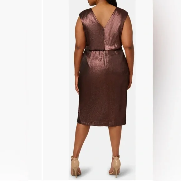 ADRIANNA PAPPEL Darkened Red Metallic Plus Size Cocktail Dress NWT - Picture 3 of 10